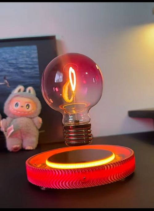 Black technology magnetic levitation rainbow light bulb desktop ornaments creative atmosphere night light