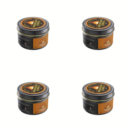 Long Lasting Emergency Survival Candle 24H Burnfor Blackout Camping Earthquake Kit 4-Pack Emergency Candles, Survival Gear for Home, Emergency Preparedness Supplies, Emergency Candles Smokeless, Camping Stuff, Emergency Kit Supplies, Camping Essentials, Blackout Preparedness, Compact Candle, Smokeless Flame, Longlasting Burn, Highquality Wax, Disaster Readiness