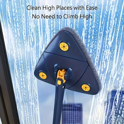 360° Rotating Triangular Mop with 10 Replacement Cloths - Adjustable & Retractable, Suitable for All Surfaces, Perfect for Home Use in Kitchen, Bathroom, Bedroom, Living Room, Mop for Floor, Bathroom Cleaning, Modern Mop Design