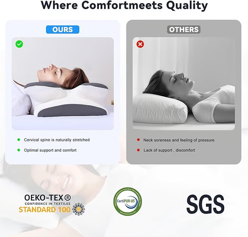 ❄️ Ultra Cooling Neck Pain Relief Pillow | Adjustable Cervical Pillow for Sleeping