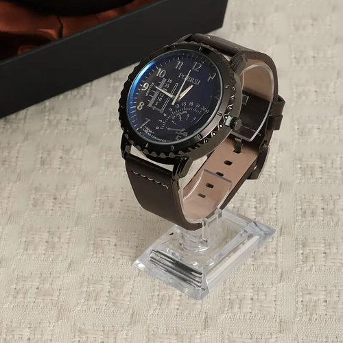 Elegant Men's Business Style Gift Set 1pc4pcs Quartz Watch Faux Leather Belt Fashion Glasses Faux Leather Wallet  Electronic Alloy Case Battery Powered Gift Box for Any Occasion