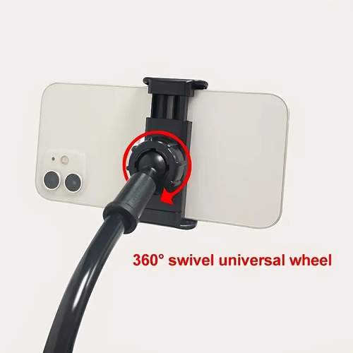 1pc Adjustable Flexible Arm Phone Holder with 360° Rotation & Secure Grip - Ergonomic Bed Mount for Hands-Free Viewing, Stable Flexible Clamp for Smartphones, Tablets, E-Readers - Ideal for Bed, Desk, Car Use, Bedside Accessory, Sleek Metallic Finish, Robust Clamp Design