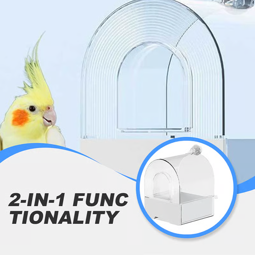 A cage for bathing and feeding parrots.