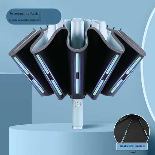 Stay dry and shine bright with our Fully Automatic Reverse Folding Umbrella! ☔️✨ Featuring a built-in LED flashlight, windproof 10-rib design, and UV protection for all weather!