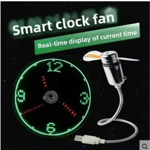 Creative Fan Clock with Healthy Temperature Management Portable 3in1 Desktop Display Fan Electronic Luminous USB Smart Clock Fan Mobile Plug