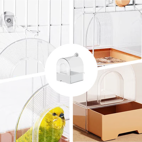 A cage for bathing and feeding parrots.
