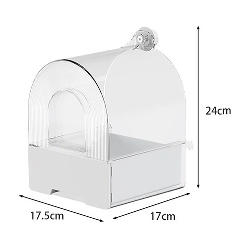 A cage for bathing and feeding parrots.
