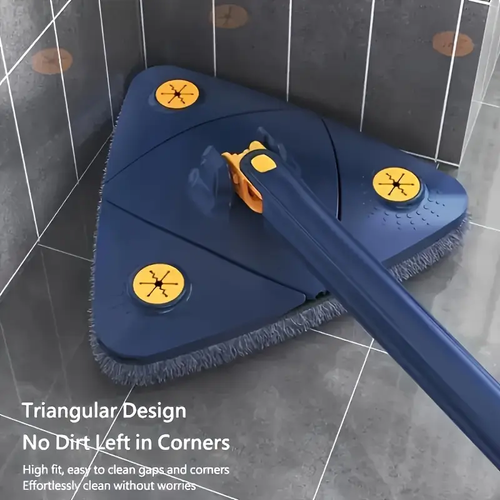 360° Rotating Triangular Mop with 10 Replacement Cloths - Adjustable & Retractable, Suitable for All Surfaces, Perfect for Home Use in Kitchen, Bathroom, Bedroom, Living Room, Mop for Floor, Bathroom Cleaning, Modern Mop Design