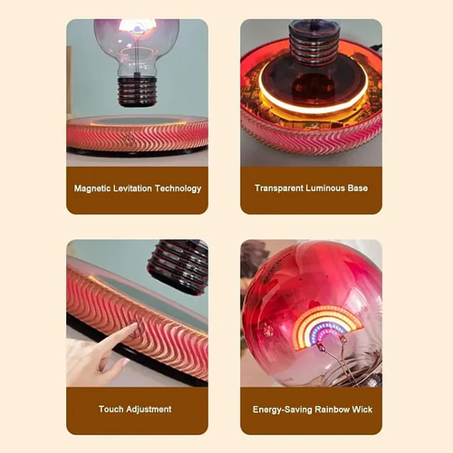 Black technology magnetic levitation rainbow light bulb desktop ornaments creative atmosphere night light