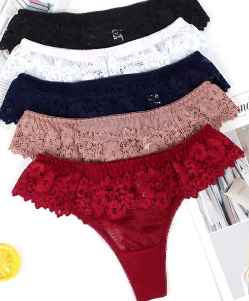 Low-waist lace flower women's thong hollow temptation mesh underwear