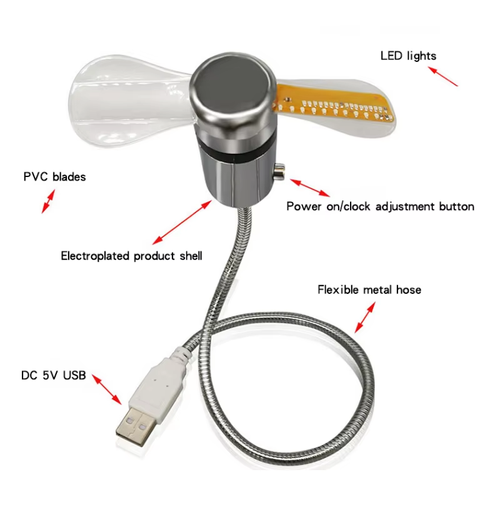 Creative Fan Clock with Healthy Temperature Management Portable 3in1 Desktop Display Fan Electronic Luminous USB Smart Clock Fan Mobile Plug