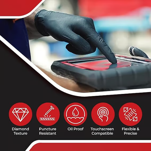 Heavy Duty Disposable Nitrile Gloves - for Industrial, Food Applications,Latex and Powder Free Cleaning Rubber