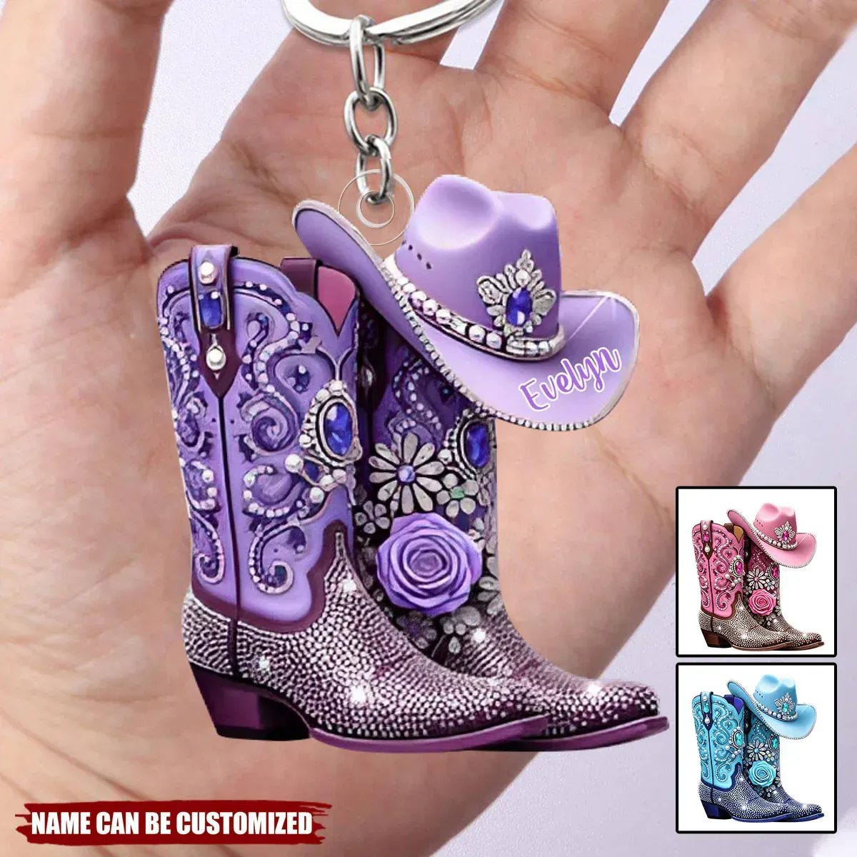 Cowgirl Theme Acrylic Keychain - Unique Personalized Accessory