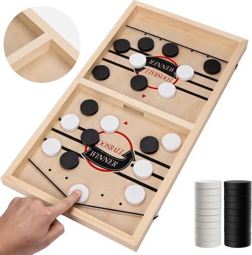 Extra Large Wooden Fast Sling Puck Game | SuperFamily Game Night & Parties