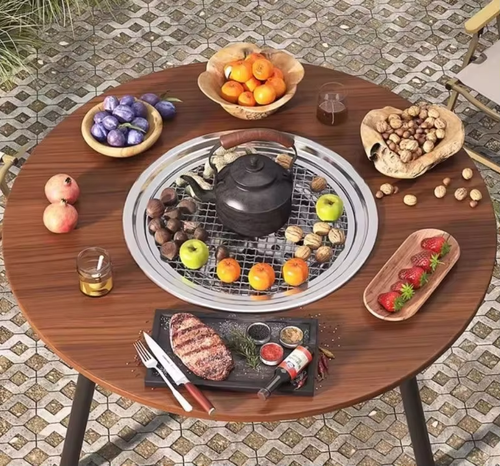 Outdoor barbecue grill household smokeless barbecue portable folding barbecue table charcoal barbecue field courtyard stove tea