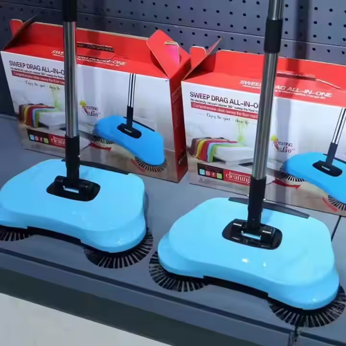 Hand-pushed sweeper household three-in-one multifunctional sweeping and mopping tool with dustpan and broom set (original cleaning cloth 3 pieces)