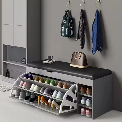 Sitting shoe cabinet light luxury high-end shoe bench storage bench with storage bucket shoe bench