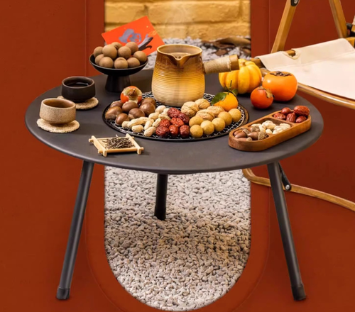 Outdoor barbecue grill household smokeless barbecue portable folding barbecue table charcoal barbecue field courtyard stove tea