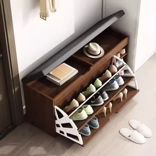 Sitting shoe cabinet light luxury high-end shoe bench storage bench with storage bucket shoe bench