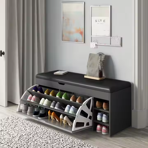 Sitting shoe cabinet light luxury high-end shoe bench storage bench with storage bucket shoe bench