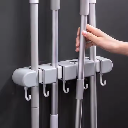 Mop clip bathroom multifunctional traceless mop rack hook clip wall-mounted punch-free strong broom clip storage rack