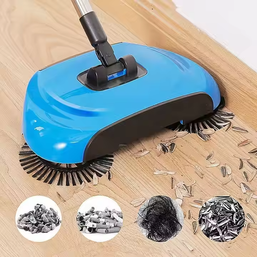 Hand-pushed sweeper household three-in-one multifunctional sweeping and mopping tool with dustpan and broom set (original cleaning cloth 3 pieces)