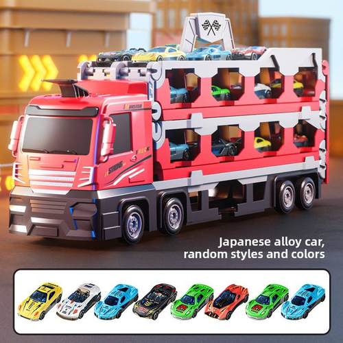 Children's toy car oversized deformation track container truck ejection alloy car boy racing set