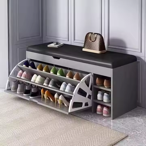 Sitting shoe cabinet light luxury high-end shoe bench storage bench with storage bucket shoe bench