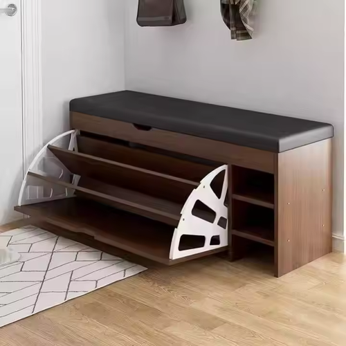 Sitting shoe cabinet light luxury high-end shoe bench storage bench with storage bucket shoe bench