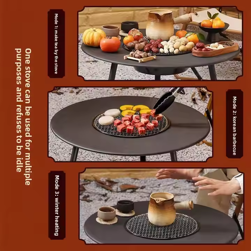 Outdoor barbecue grill household smokeless barbecue portable folding barbecue table charcoal barbecue field courtyard stove tea