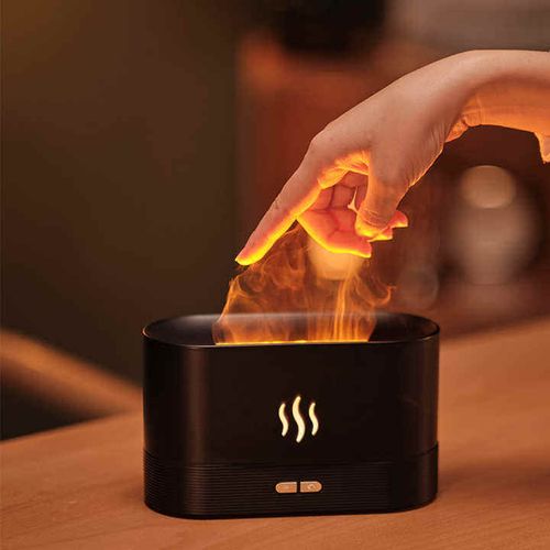 Air Scent Humidifier Simulation Flame Essential Oil Diffuser Portable LED Night Light