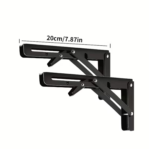 2pcs Heavy-Duty Adjustable Folding Shelf Brackets, 90° Angle, High-Quality Carbon Steel Wall Mounted
