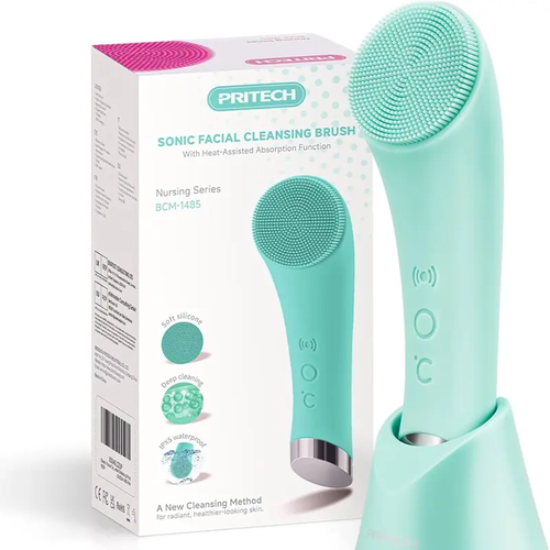 Facial Cleansing Brush, PRITECH Heatable Vibrating Face Scrubber with Massage