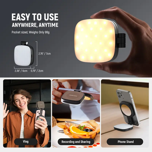 Selfie Light for iPhone  Android, Foldable LED Ring with Mirror  & Stand