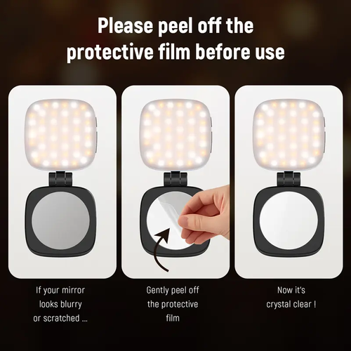 Selfie Light for iPhone  Android, Foldable LED Ring with Mirror  & Stand
