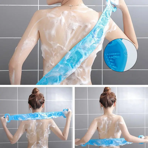 Double-Sided Silicone Back Scrubber, Exfoliating Body Brush Strap