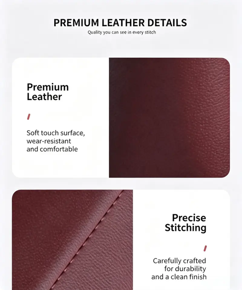 Leather car door storage pocket - double-layer compartments