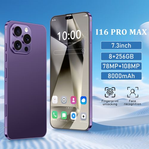 I16 Pro Max Smartphone ,8GB RAM 256GB ROM, Android,7.3'',Dual SIM,Mobile phones,Google Play Store,24+48MP,6800mAh