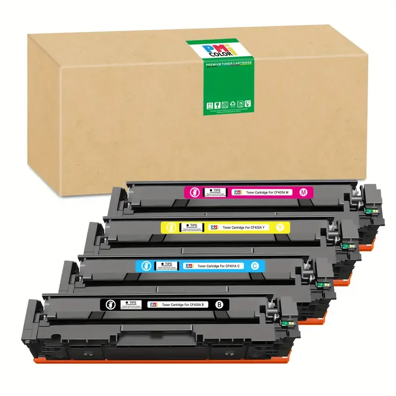 Compatible HP 201A Toner Cartridge 4-Pack, High Yield CF400A CF401A CF402A CF403A for LaserJet Pro MFP M277dw M252dw M277n M277c6 – Vibrant Color Print, Sharp Black, Extended Page Yield