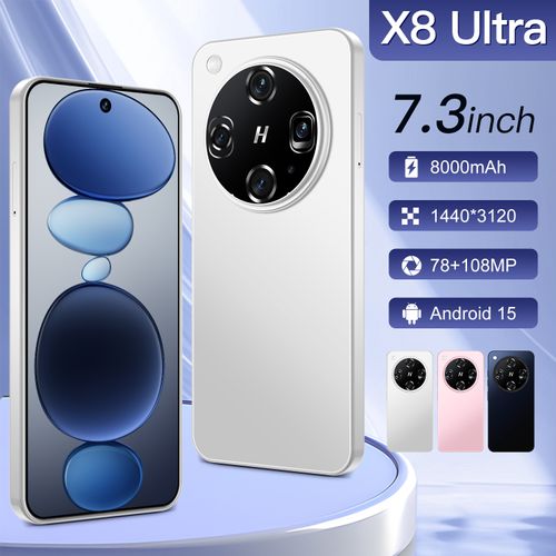 X8 Ultra Smartphone ,4GB RAM 64GB ROM, Android,7.3'',Dual SIM,Mobile phones,Google Play Store,78+108MP,8000mAh