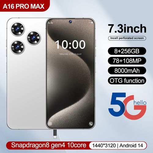 A16 Pro Smartphone – 6.79 Punch-Hole Screen 8GB RAM + 256GB ROM 8000mAh Battery 24MP Camera Built-in Stylus Android 12