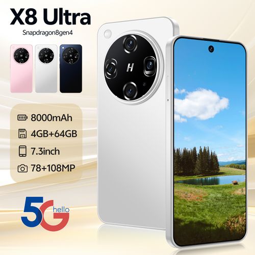 X8 Ultra Smartphone ,4GB RAM 64GB ROM, Android,7.3'',Dual SIM,Mobile phones,Google Play Store,78+108MP,8000mAh