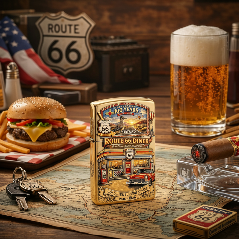 🔥FLASH-VERKAUF: 60% RABATT!🎁US Route 66 Centennial Gedenk feuerzeug
