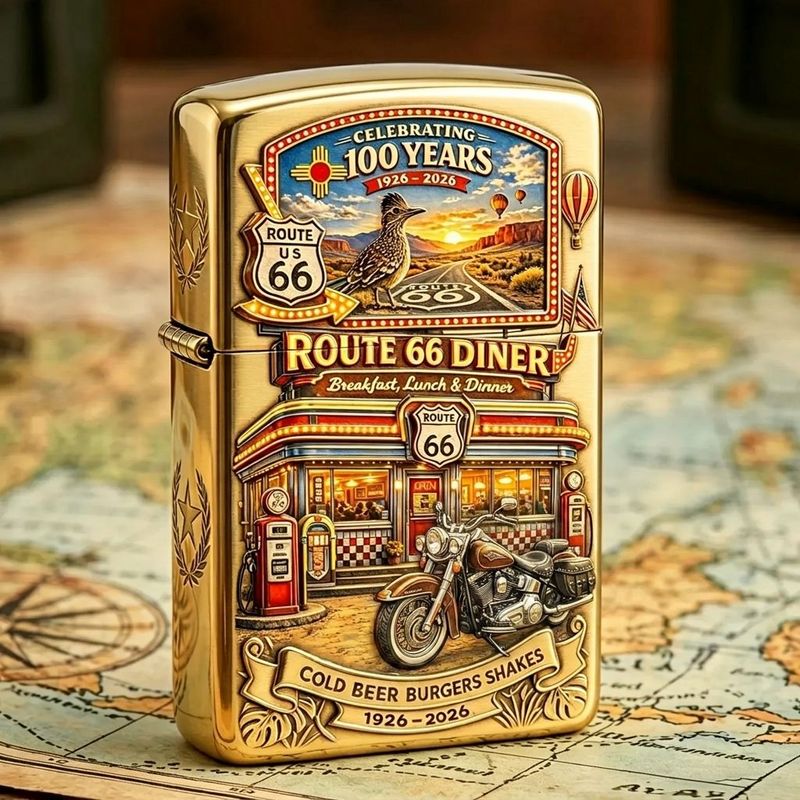 🔥FLASH-VERKAUF: 60% RABATT!🎁US Route 66 Centennial Gedenk feuerzeug