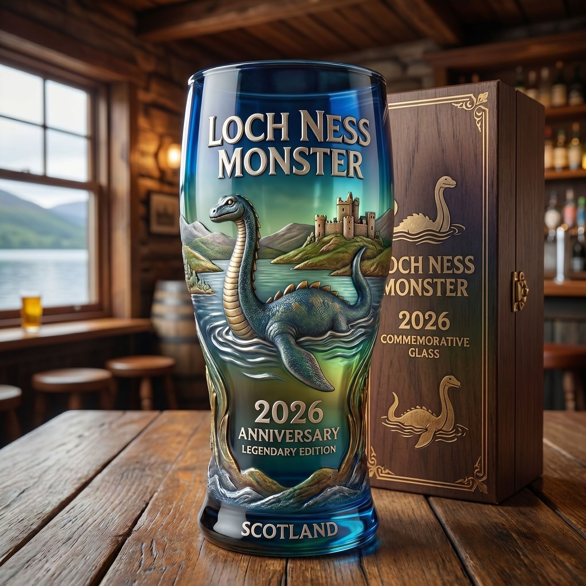 🌊🐉Vom Mythos zum Meisterwerk-Loch Ness Monster 2026 Sammler Pint Glass🏴✨