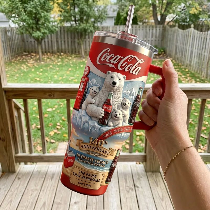 Cola 140th Anniversary Isolierter Tumbler 30oz V7 , Cola Tumbler 40oz
