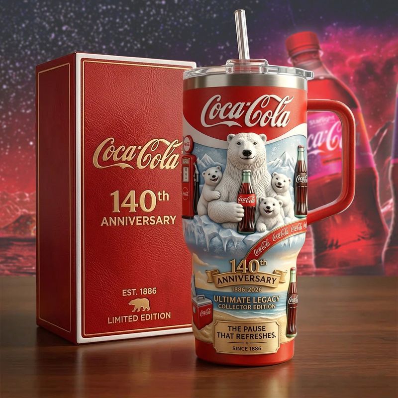 Cola 140th Anniversary Isolierter Tumbler 30oz V7 , Cola Tumbler 40oz