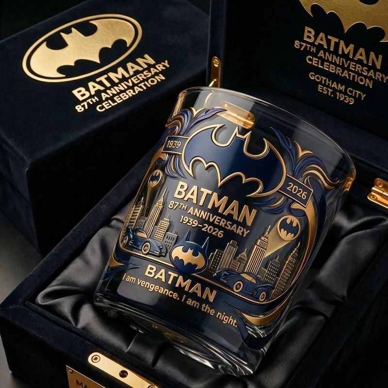 Batman 87. Jahrestag Whisky Glas-Gotham Legacy Edition (1939-2026)