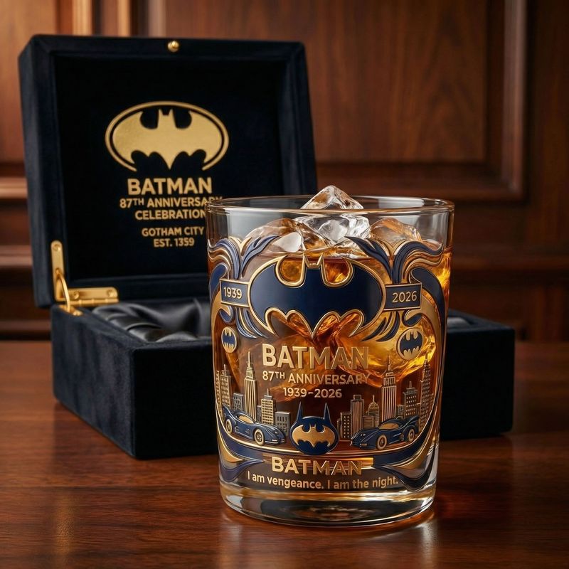 Batman 87. Jahrestag Whisky Glas-Gotham Legacy Edition (1939-2026)