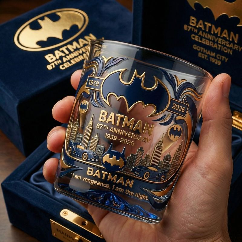 Batman 87. Jahrestag Whisky Glas-Gotham Legacy Edition (1939-2026)